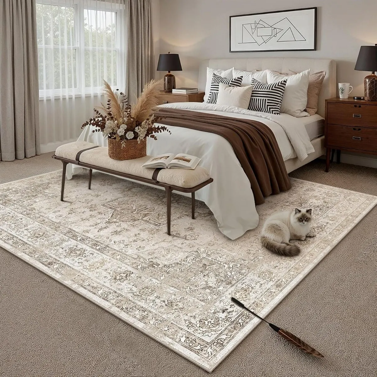 Vintage Rugs Living Room Area Rug Large Carpet - Image 3