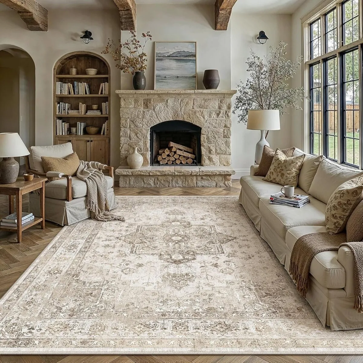 Vintage Rugs Living Room Area Rug Large Carpet - Image 1