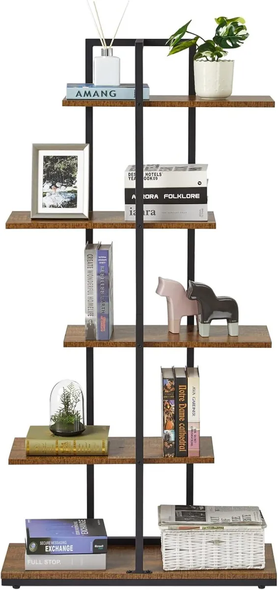 Bookshelf 5 Tier Asymmetrical Staggered Display - Image 1