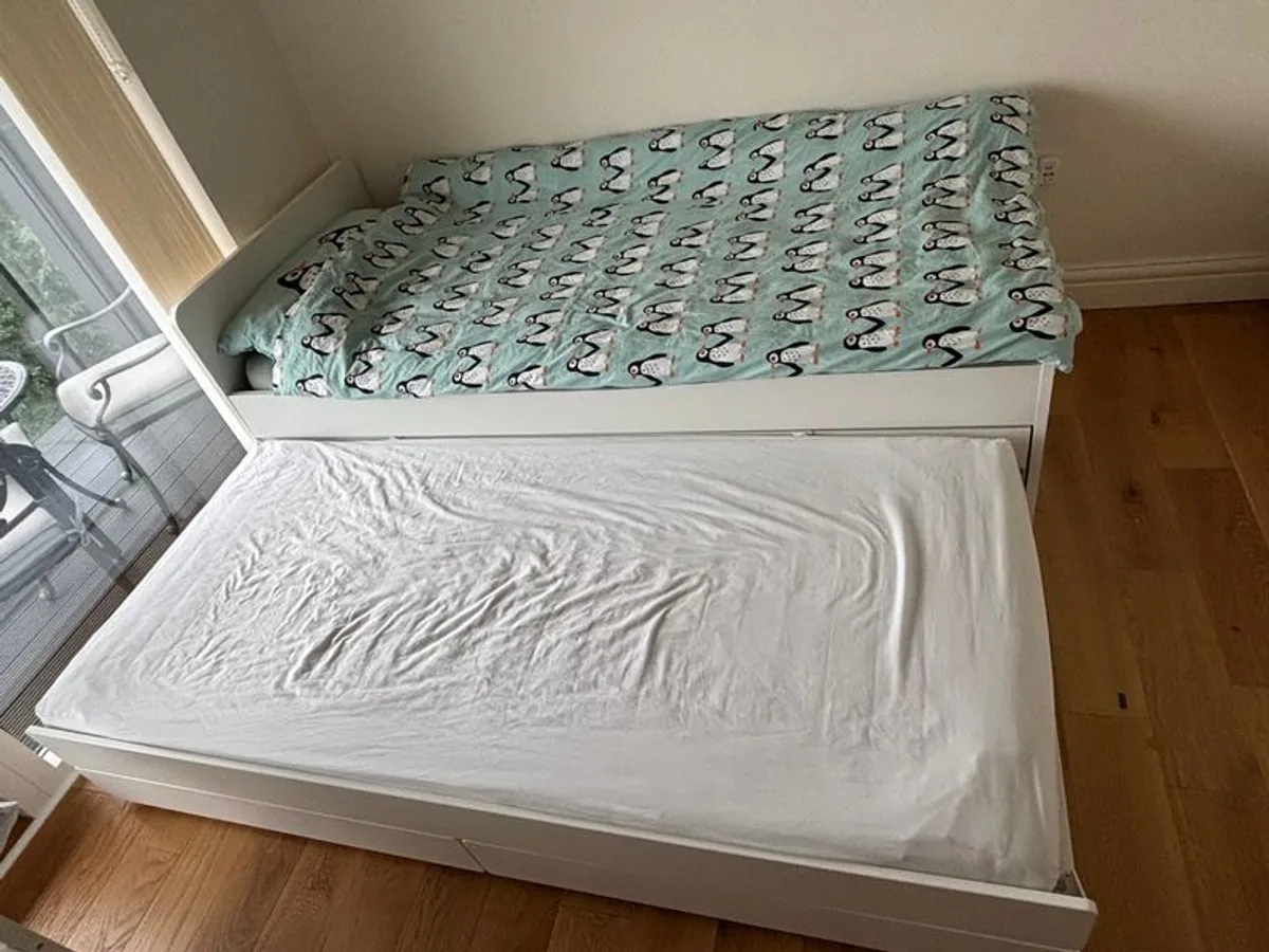 IKEA bed frame with pull-out underbed and storage with Mattresses - Image 3