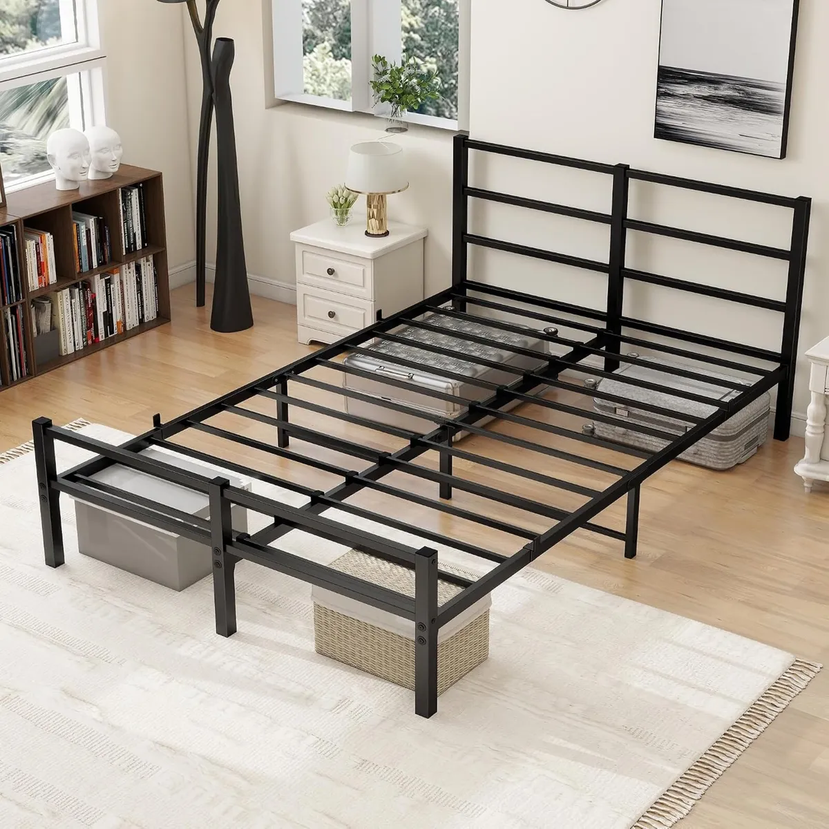 Bed Frame with Headboard Metal Slats Support - Image 4