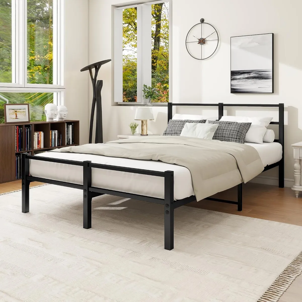 Bed Frame with Headboard Metal Slats Support - Image 3