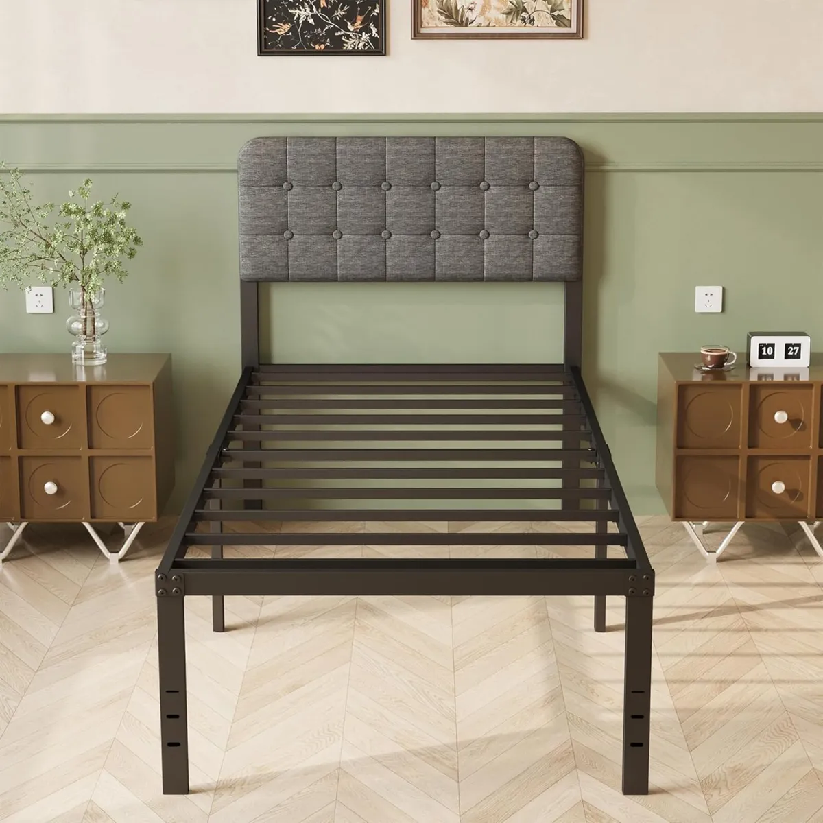 Bed Frame with Upholstered Headboard - Image 1