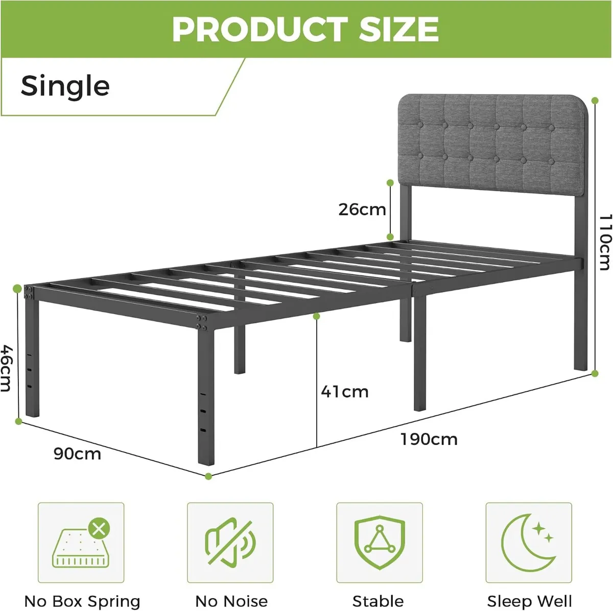 Bed Frame with Upholstered Headboard - Image 2
