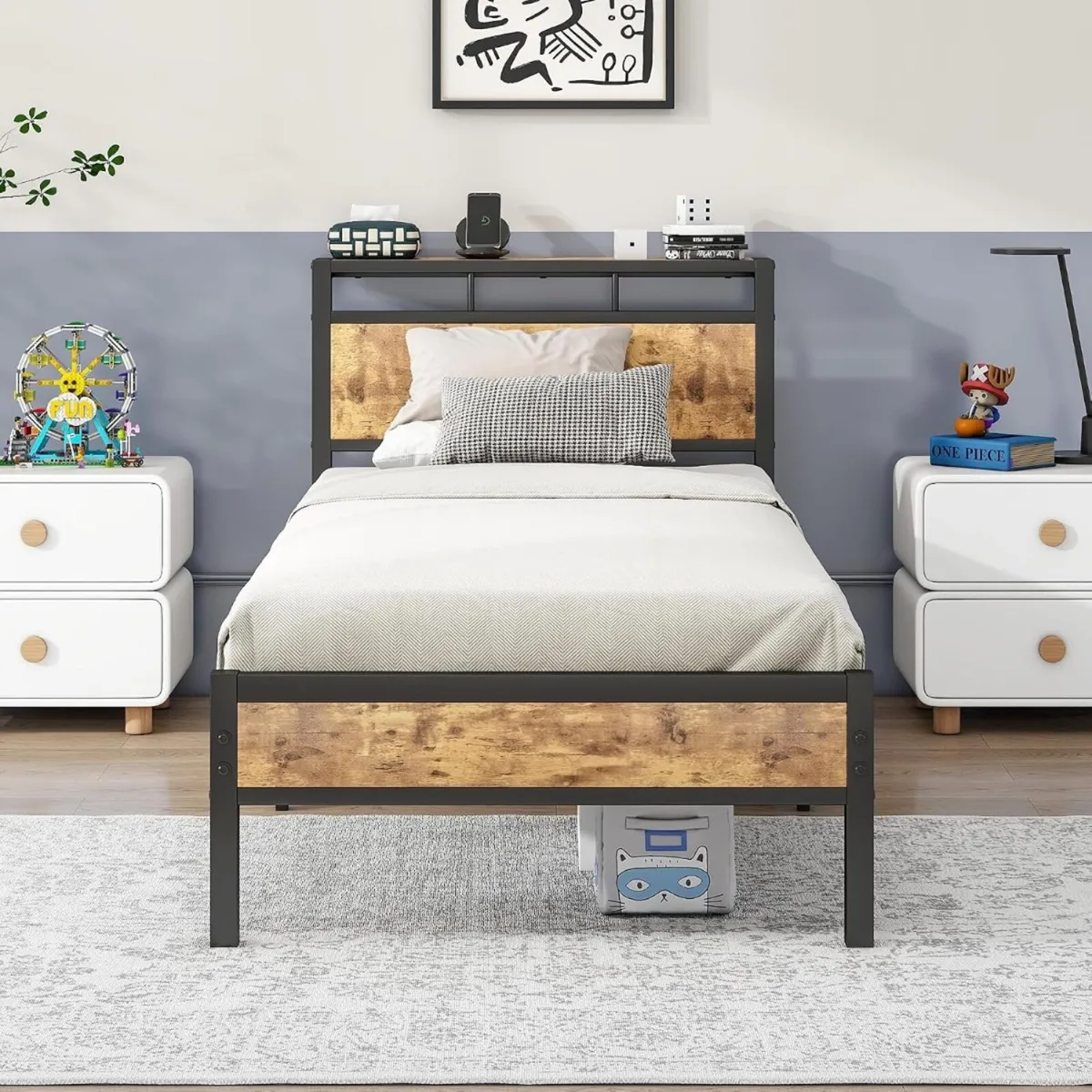 Bed Frame with Wooden Storage Headboard - Image 3