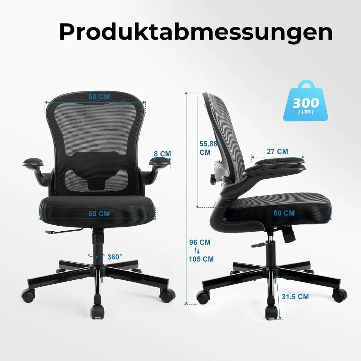 Office Chair Ergonomic Desk with 90° Flip-Up - Image 3