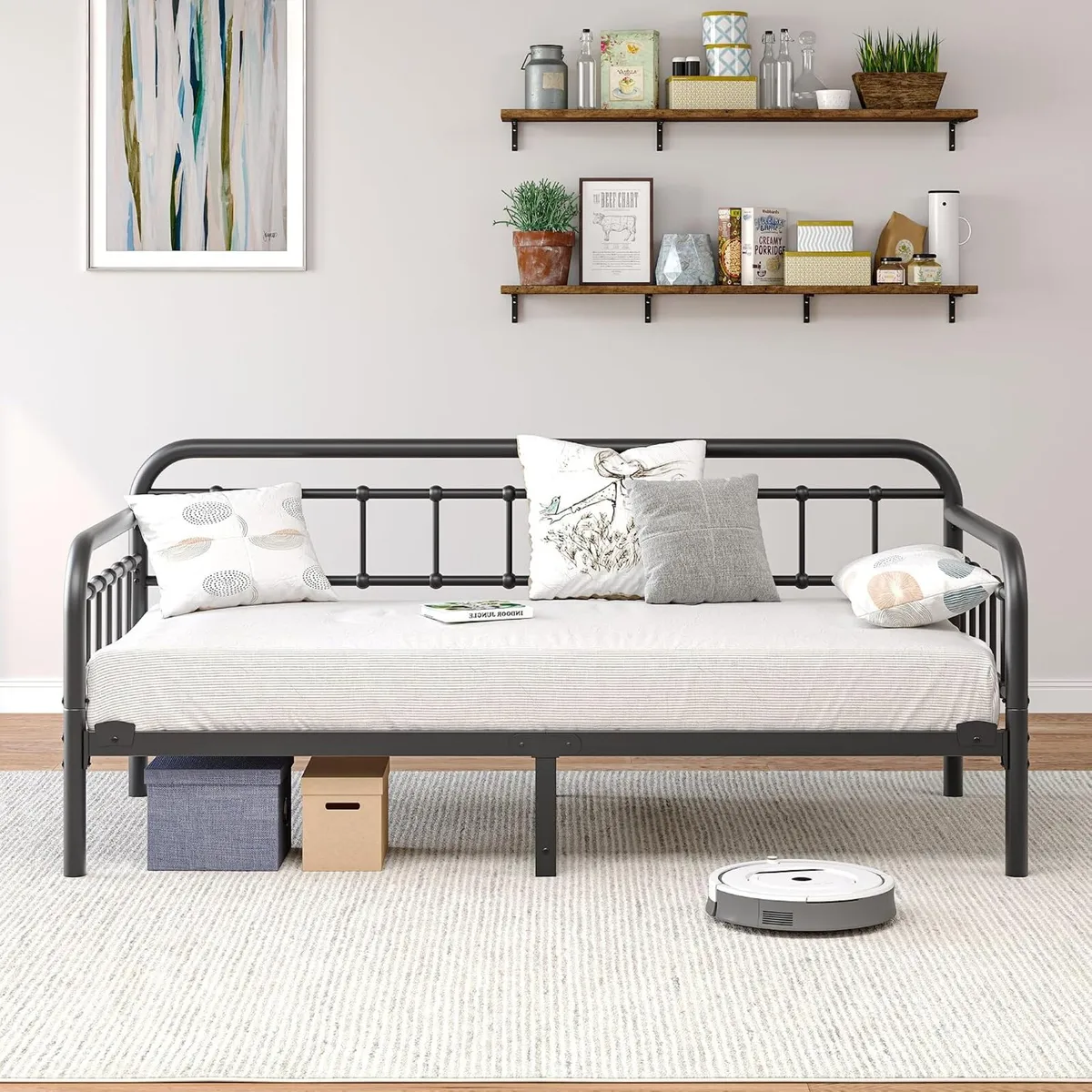 Metal Daybed Frame Sofa Bed with Storage - Image 1