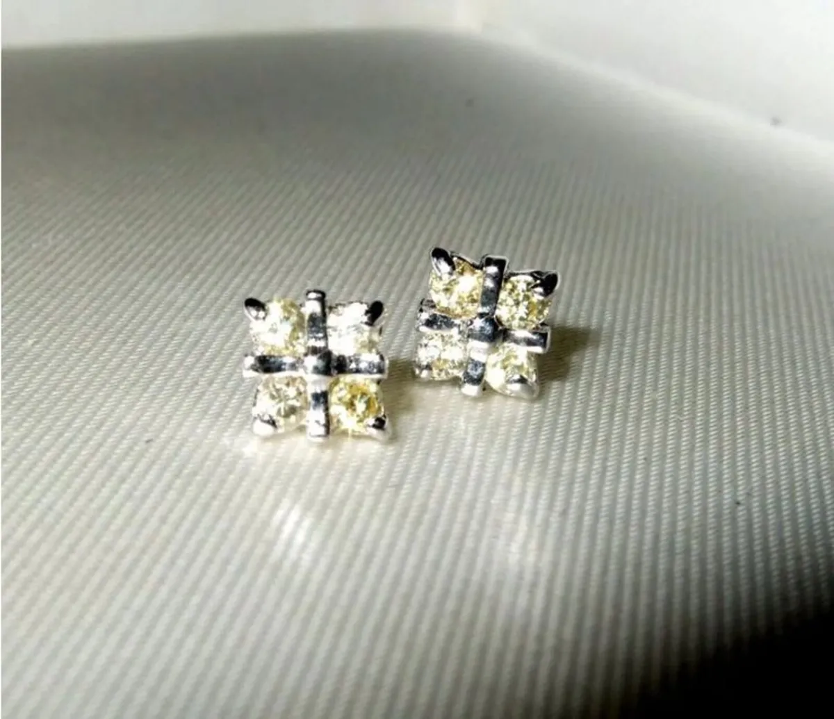 Vintage Hallmarked Silver & Sapphire Earrings - Image 2