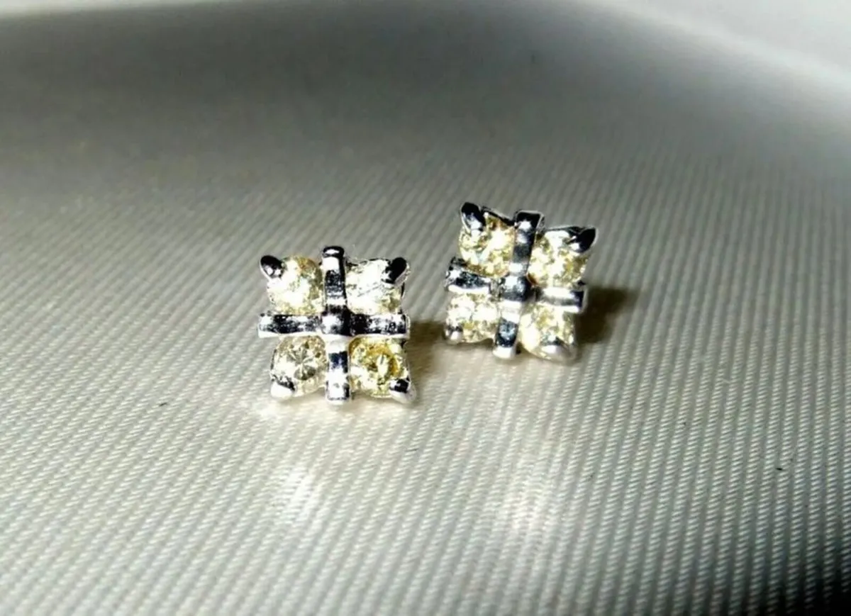 Vintage Hallmarked Silver & Sapphire Earrings - Image 1