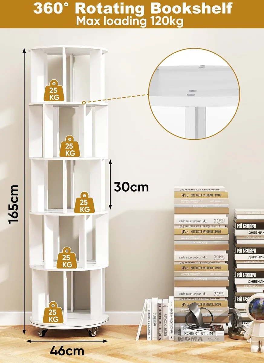 5 Tier Rotating Bookshelf - Image 2