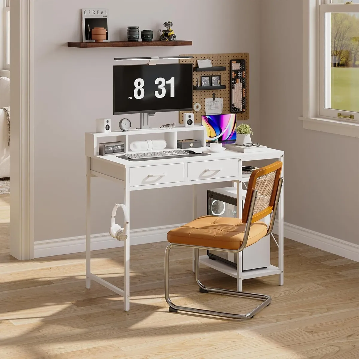Computer Desk with Drawers Gaming Fixed Monitor - Image 2