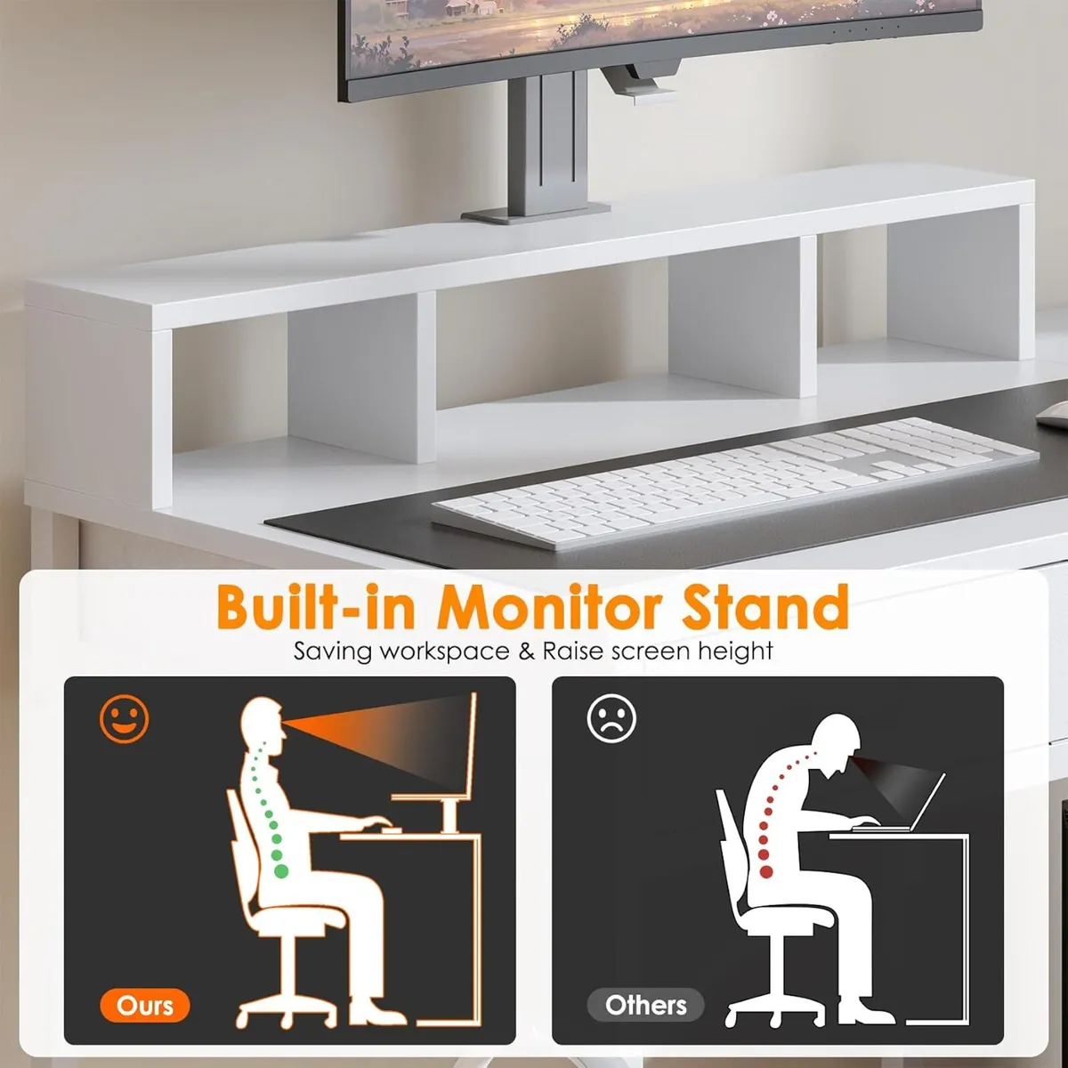 Computer Desk with Drawers Gaming Fixed Monitor - Image 4