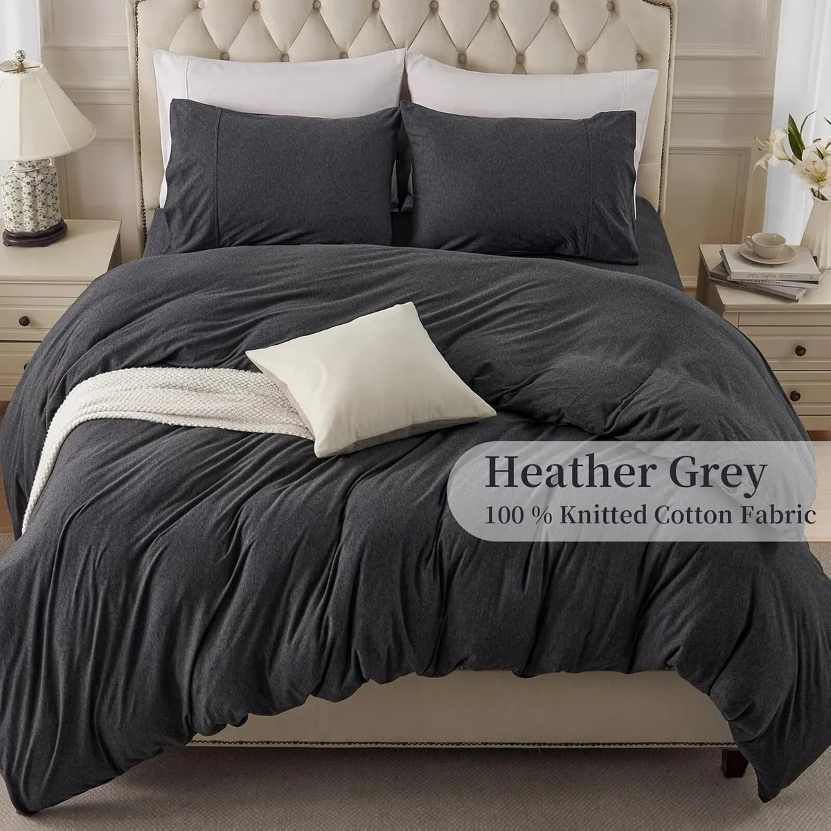 Jersey Knit Duvet Cover Set 100% T-Shirt Cotton - Image 3