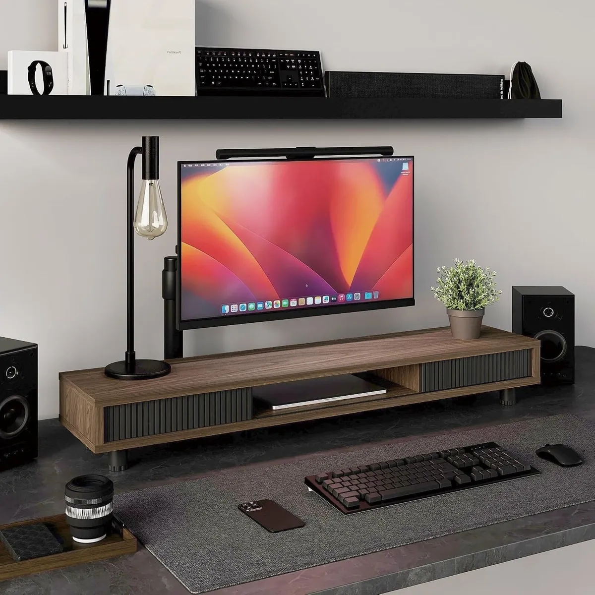 Monitor Riser with Sliding Glass Door 108CM High - Image 2