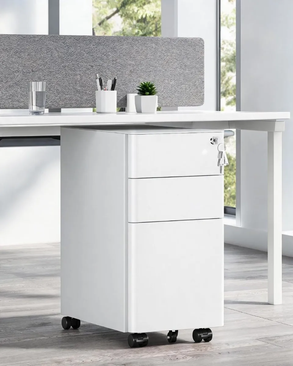 3 Drawers File Cabinet Mobile Filing with Lock - Image 2