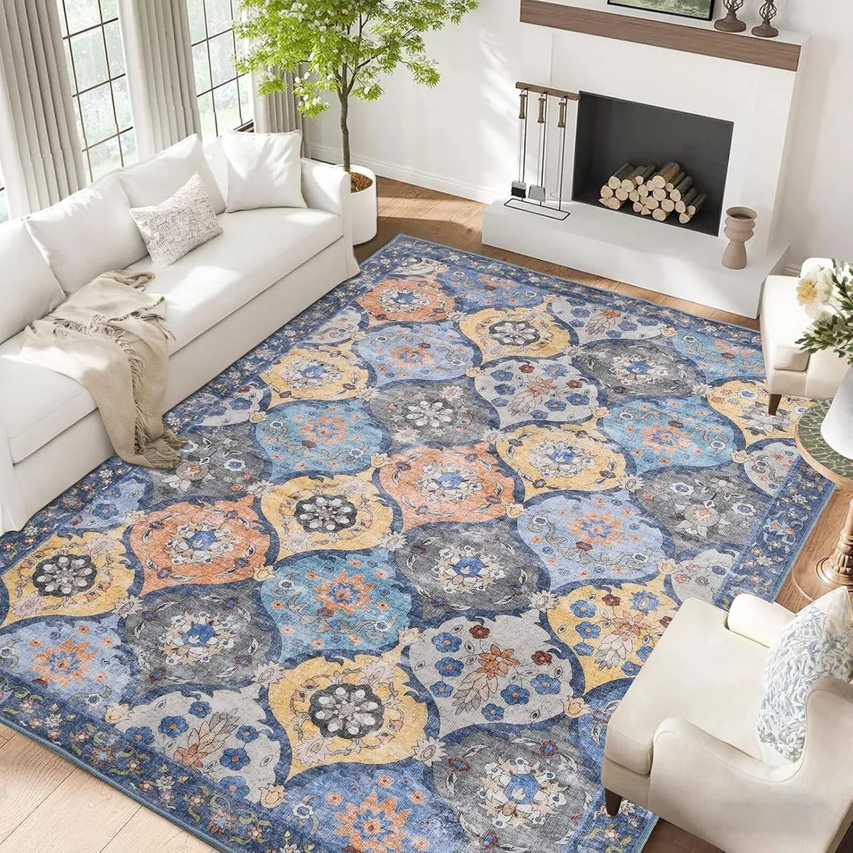 Vintage Rug Washable Rugs Living Room Non Slip - Image 1
