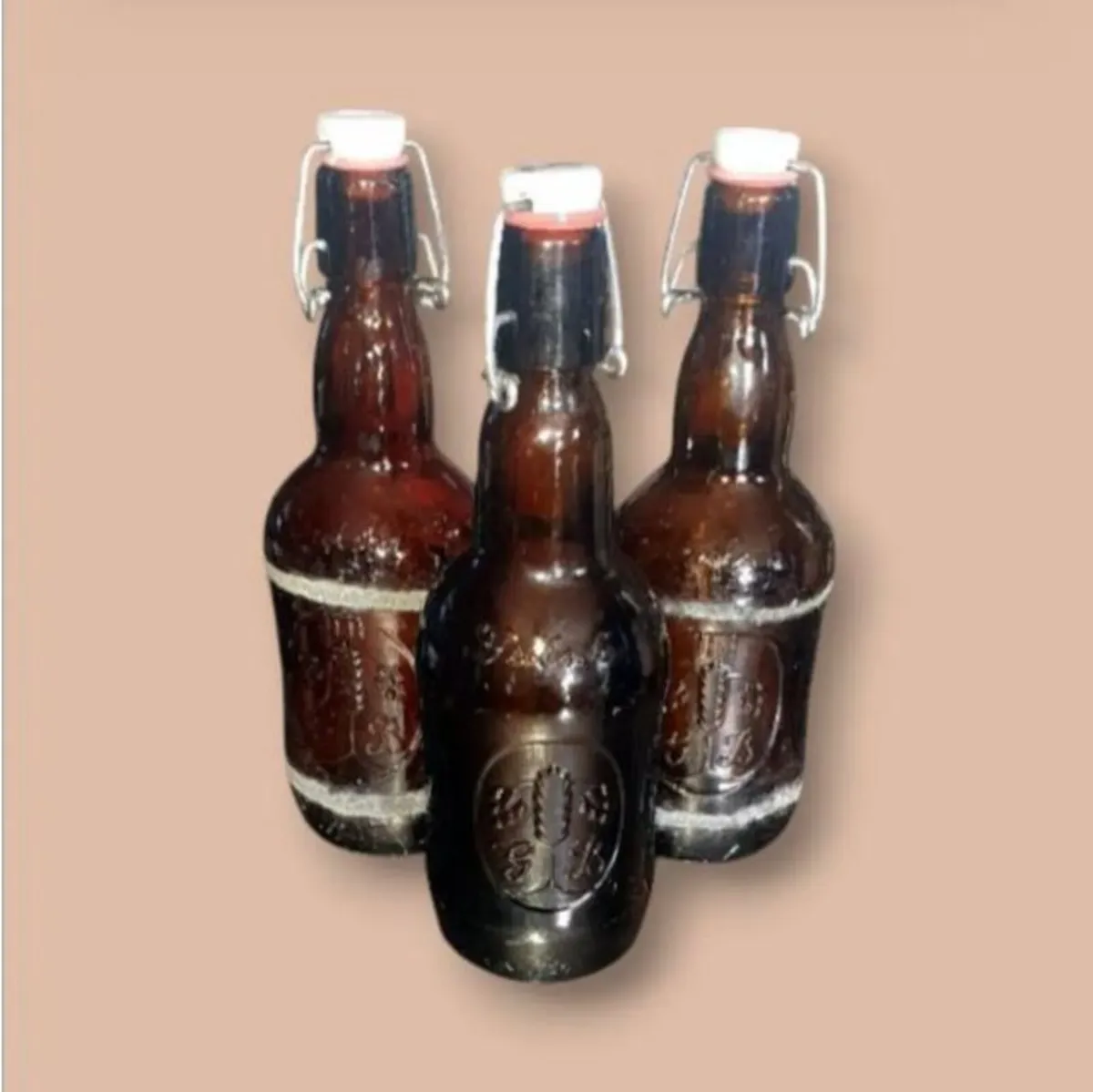 Trilogy of Vintage Brown Grolsch Swing-Top Bottles - Image 3