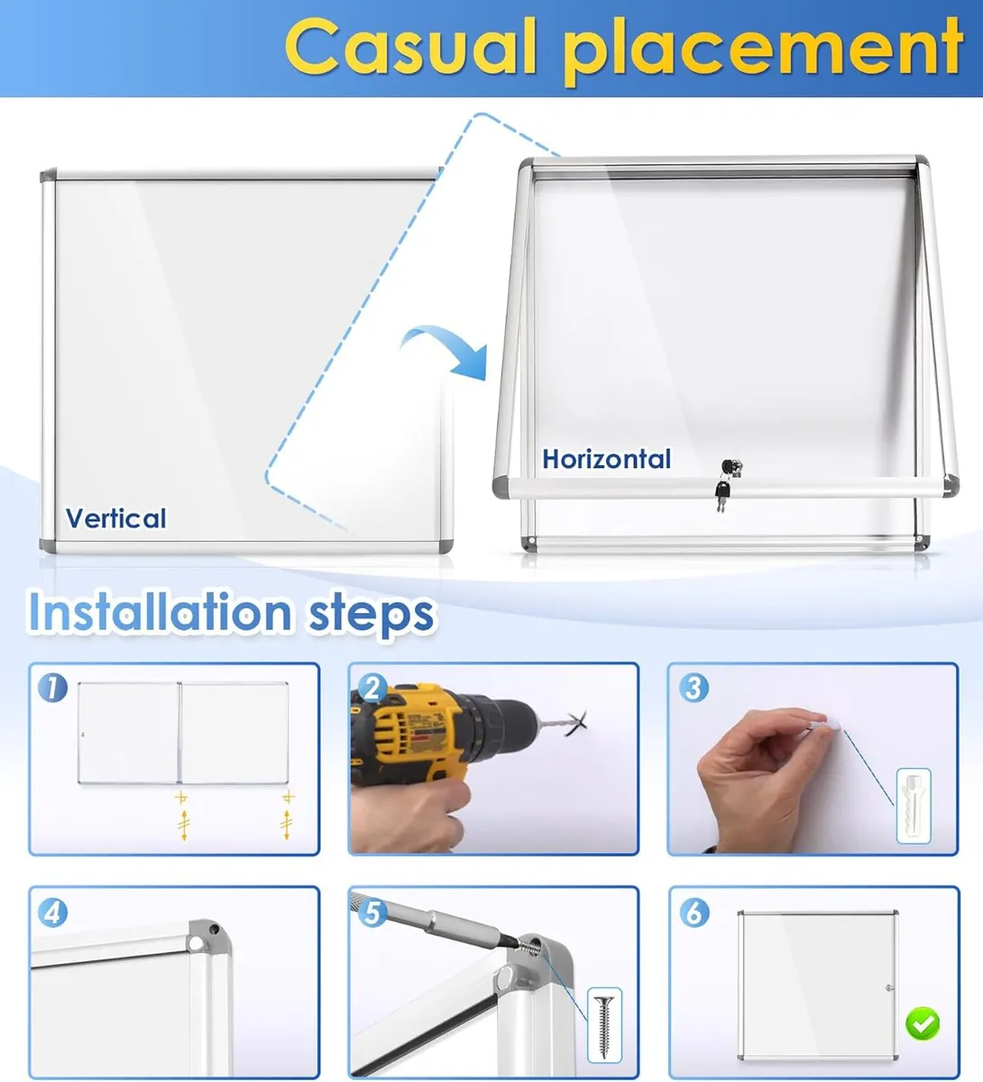 Swancrown Lockable Notice Board 670x720MM Big - Image 4