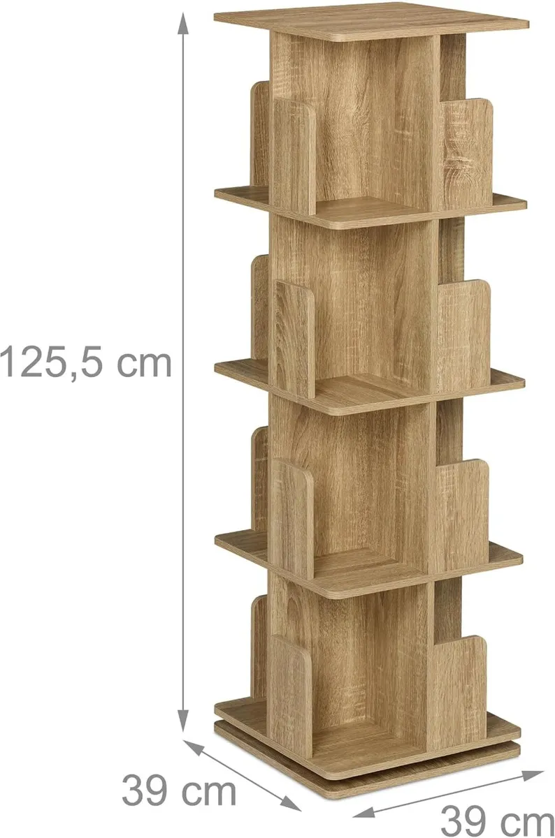 Rotating Bookcase 360-Degree Swivel 4 Levels - Image 3