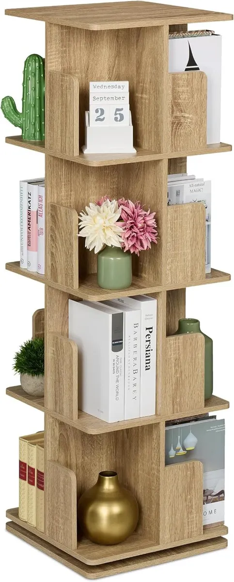 Rotating Bookcase 360-Degree Swivel 4 Levels - Image 1