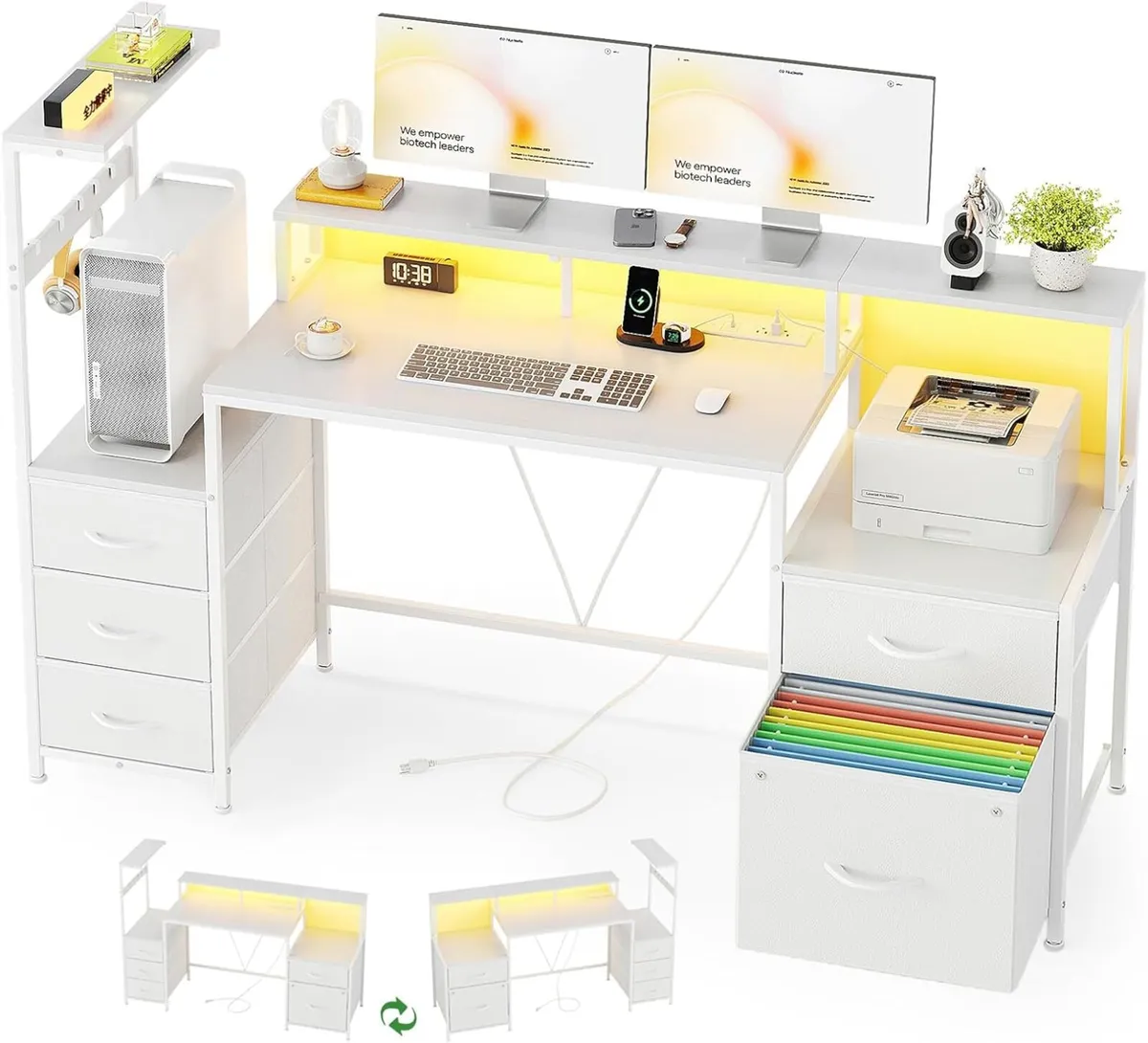 160CM Computer Desk with Power Outlet and LED - Image 1