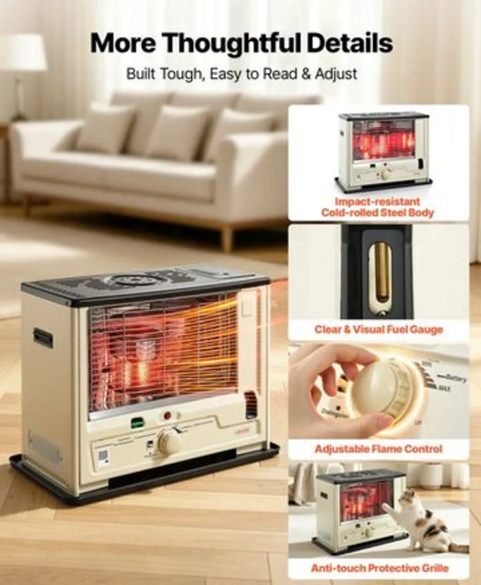 Cordless Radiant Kerosene Heater,10000 BTU Portabl - Image 4