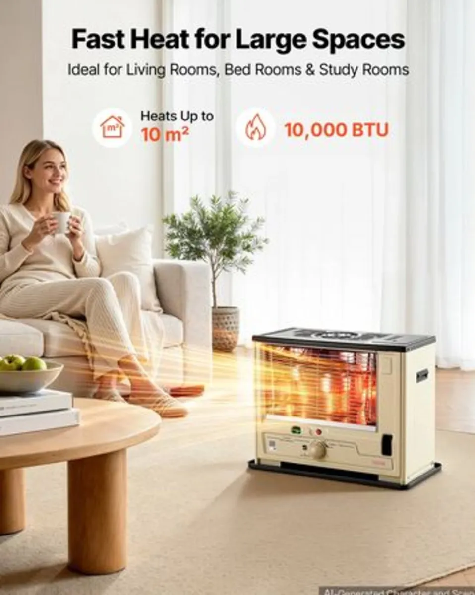 Cordless Radiant Kerosene Heater,10000 BTU Portabl - Image 2