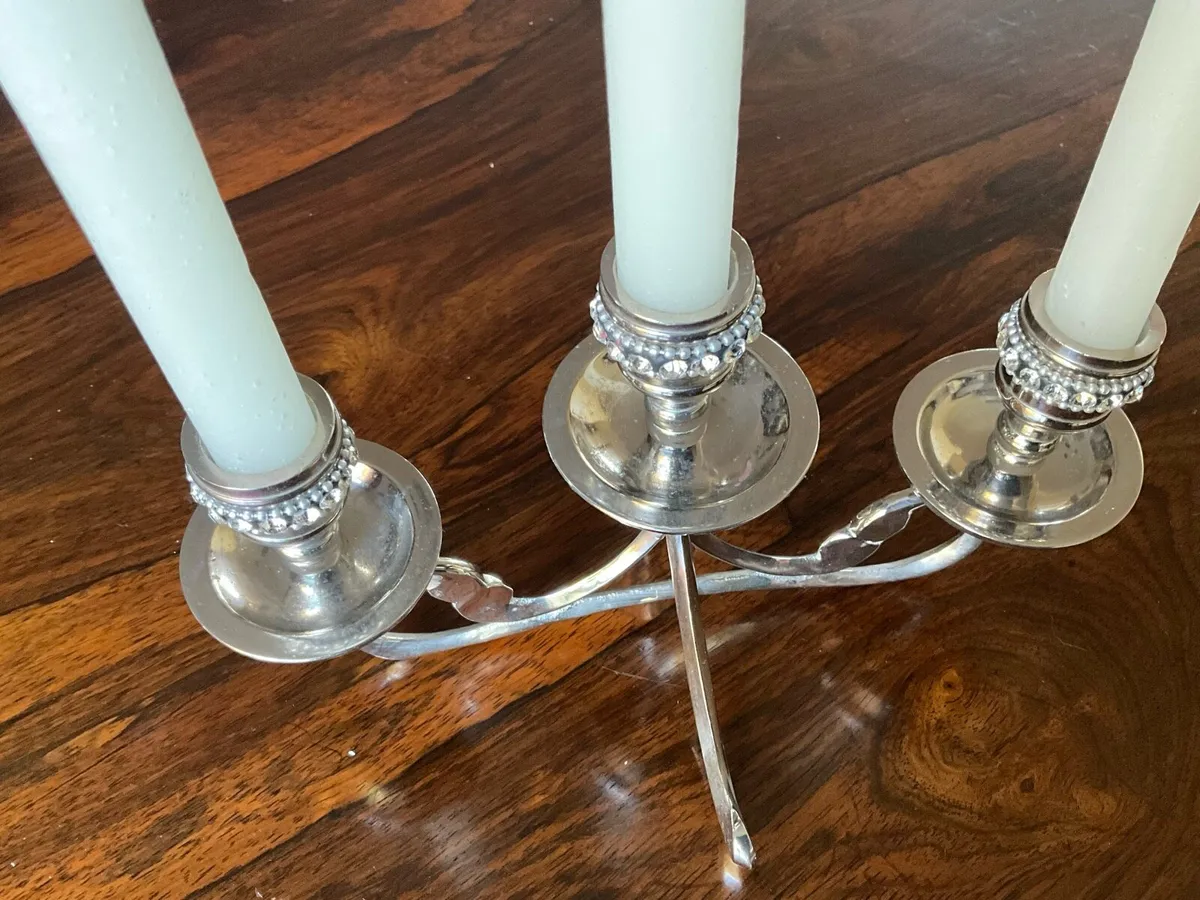 3 Branch Candelabra with Rhinestones Decoration - Image 2