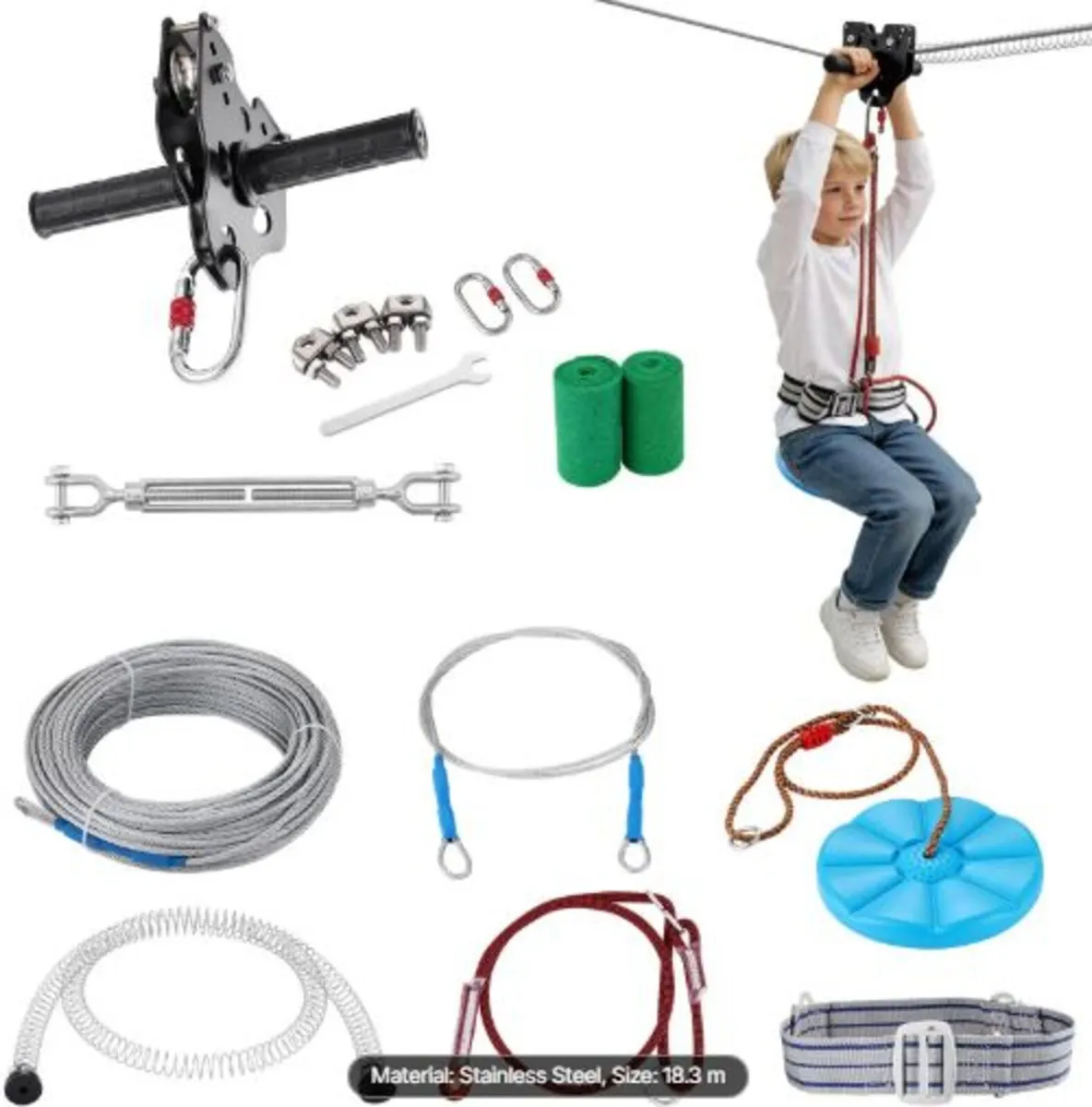 Zipline Kit for Kids and Adult,60 ft Zip Line Kit - Image 1