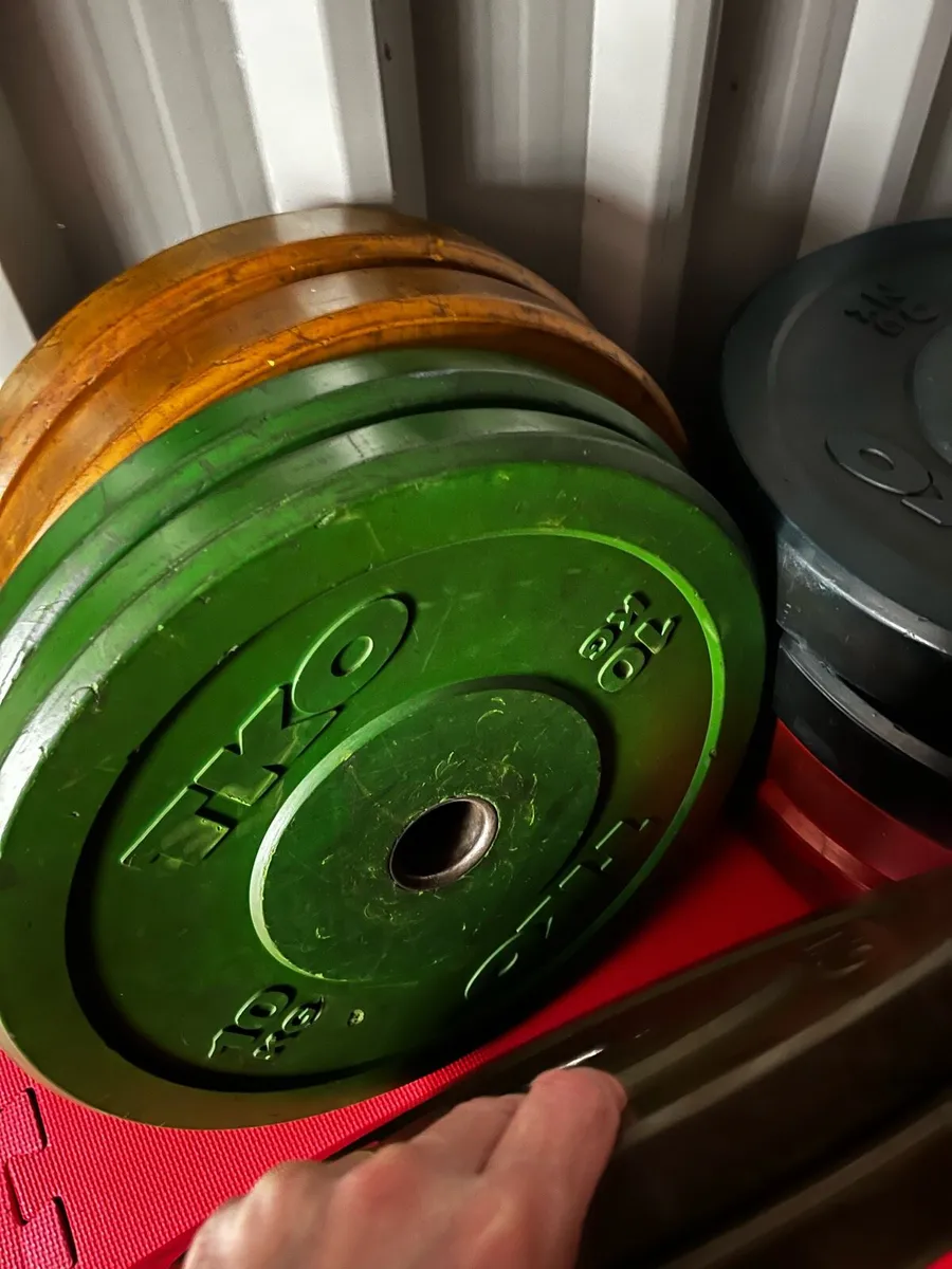 Full 150kg Olympic bumper weight plates set - Image 2