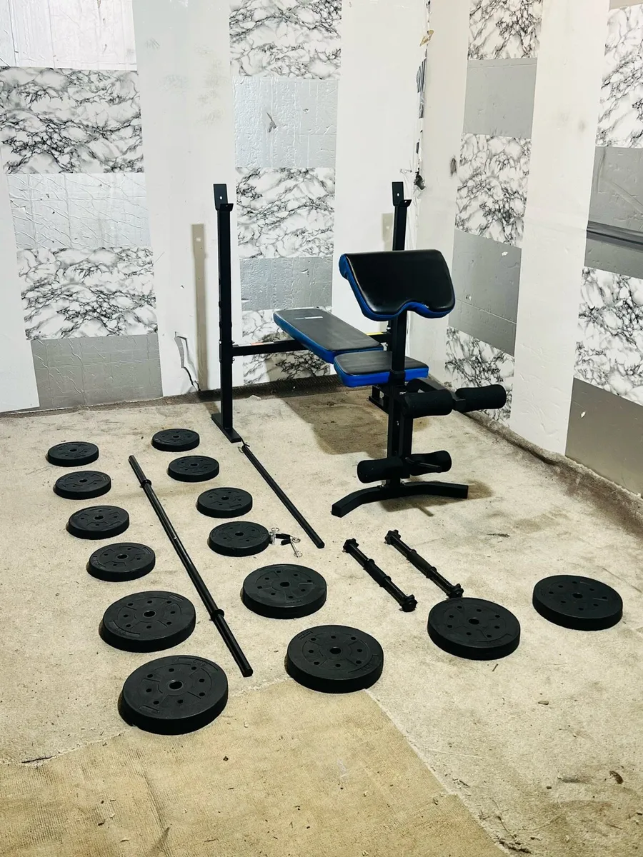 FOLDING BENCH WEIGHTS BARBELL DUMBBELLS - Image 2