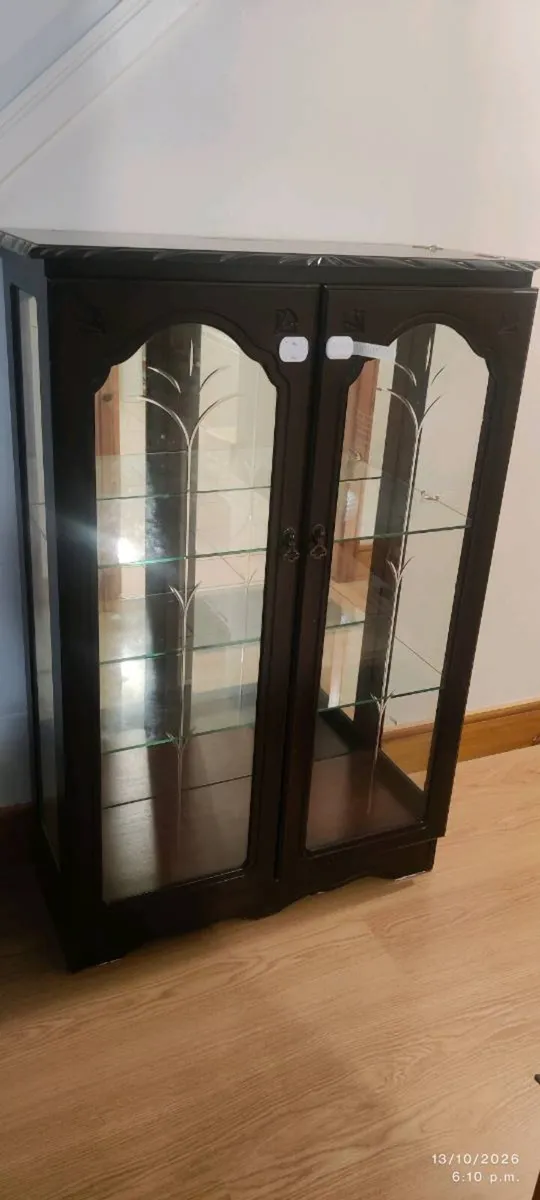 Dark Wood Glass Display Cabinet - Image 1