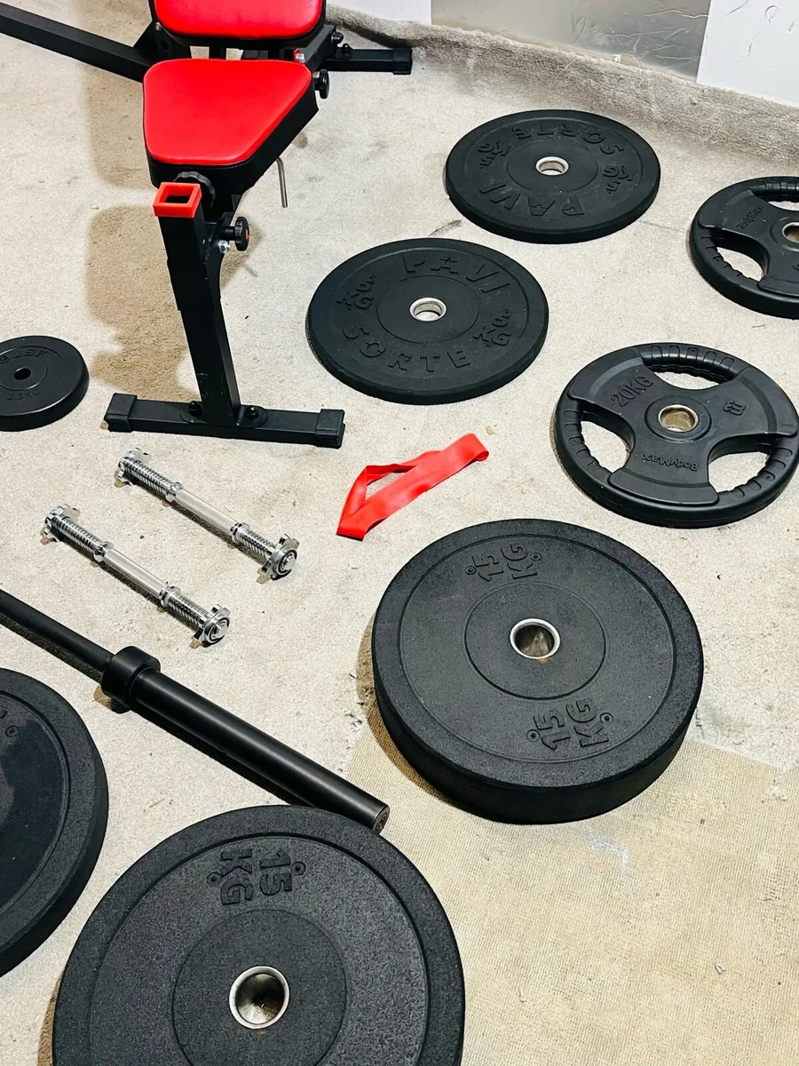 130KG OLYMPIC BARBELL SET POWER RACK BENCH WEIGHTS - Image 2