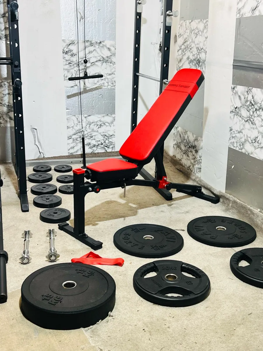 130KG OLYMPIC BARBELL SET POWER RACK BENCH WEIGHTS - Image 3