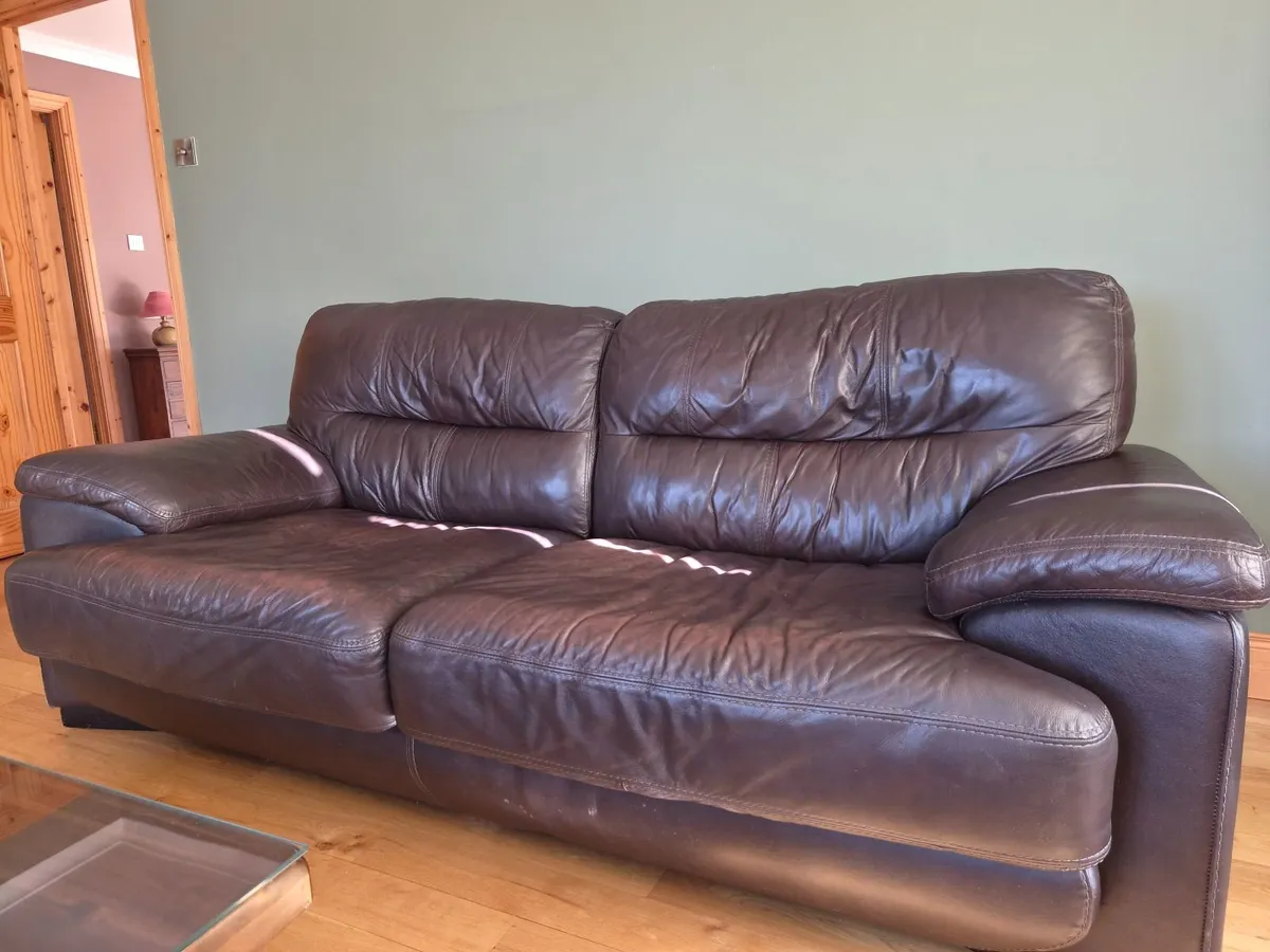 Leather couch & armchair - Image 2
