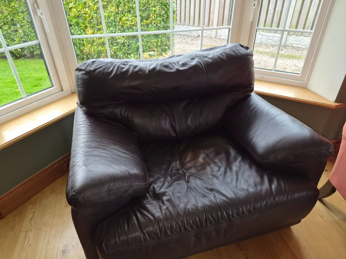 Leather couch & armchair - Image 4