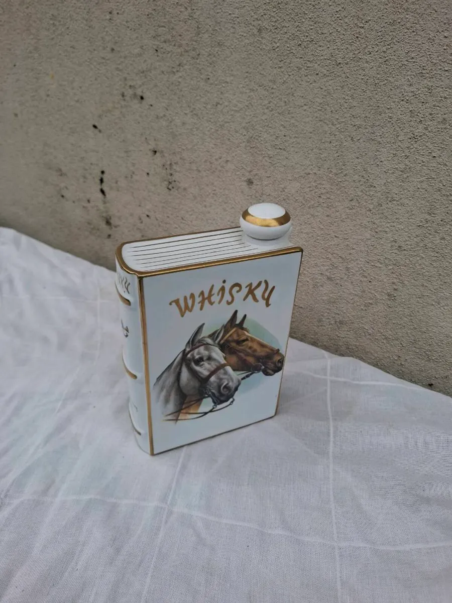 Vintage porcelain book whiskey carafe - Image 1