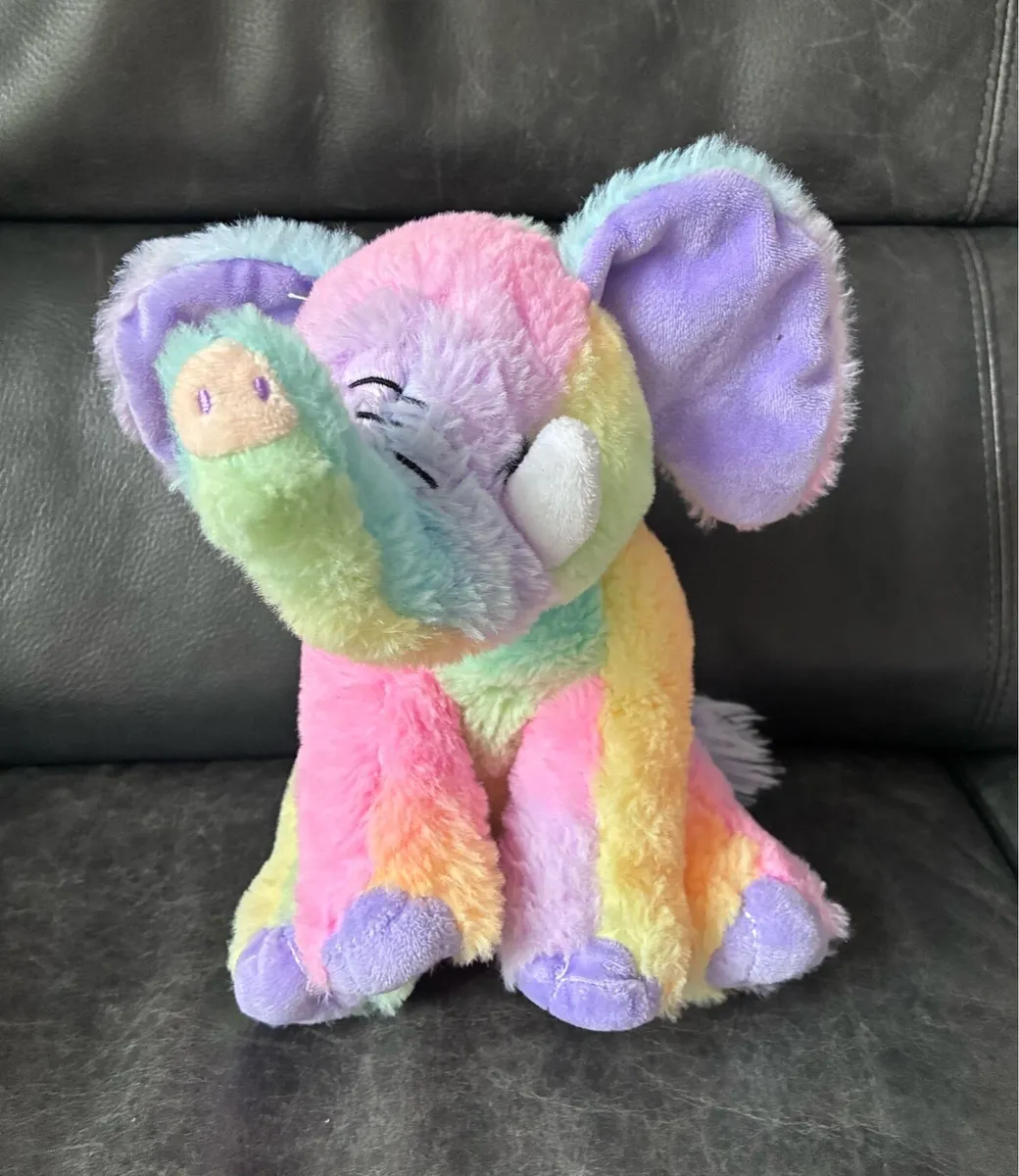 Rainbow elephant soft toy