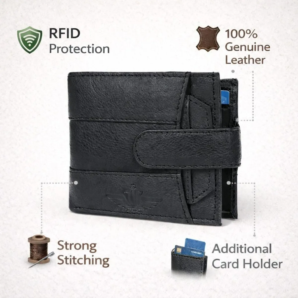 Handmade Genuine Leather Bifold RFID Wallet - Image 3