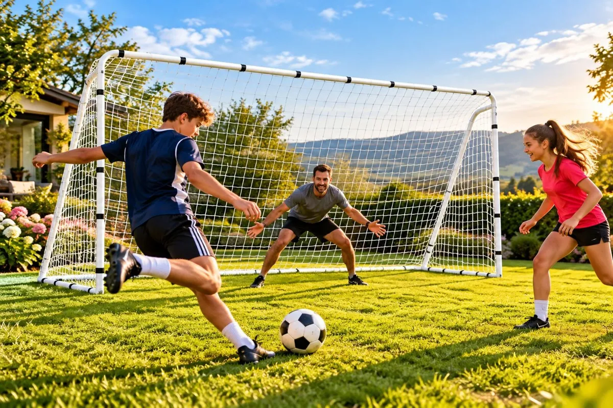 12ft x 6ft Heavy Duty Garden Football Goal – Whit - Image 3