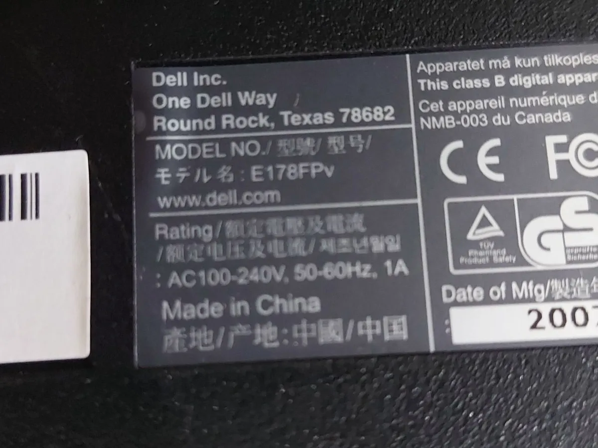 2 x Identical 17 inch Dell Monitors, Model E178FPv - Image 2
