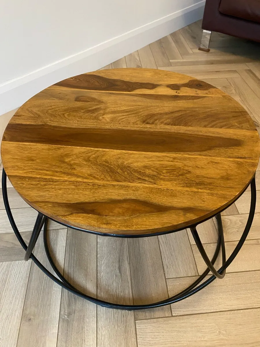 Coffee Table Indian Rosewood / Oak Framed Art - Image 1