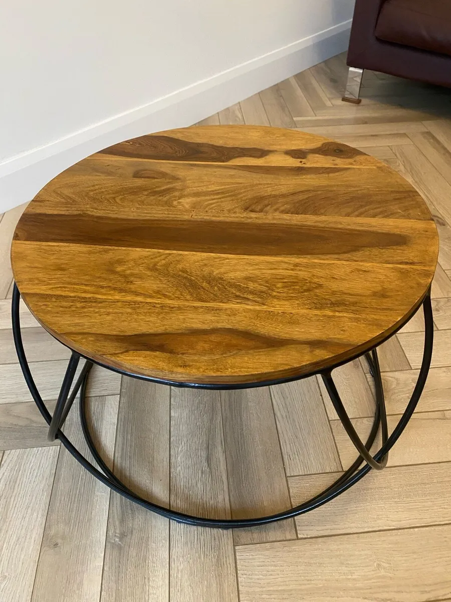 Coffee Table Indian Rosewood / Oak Framed Art - Image 2
