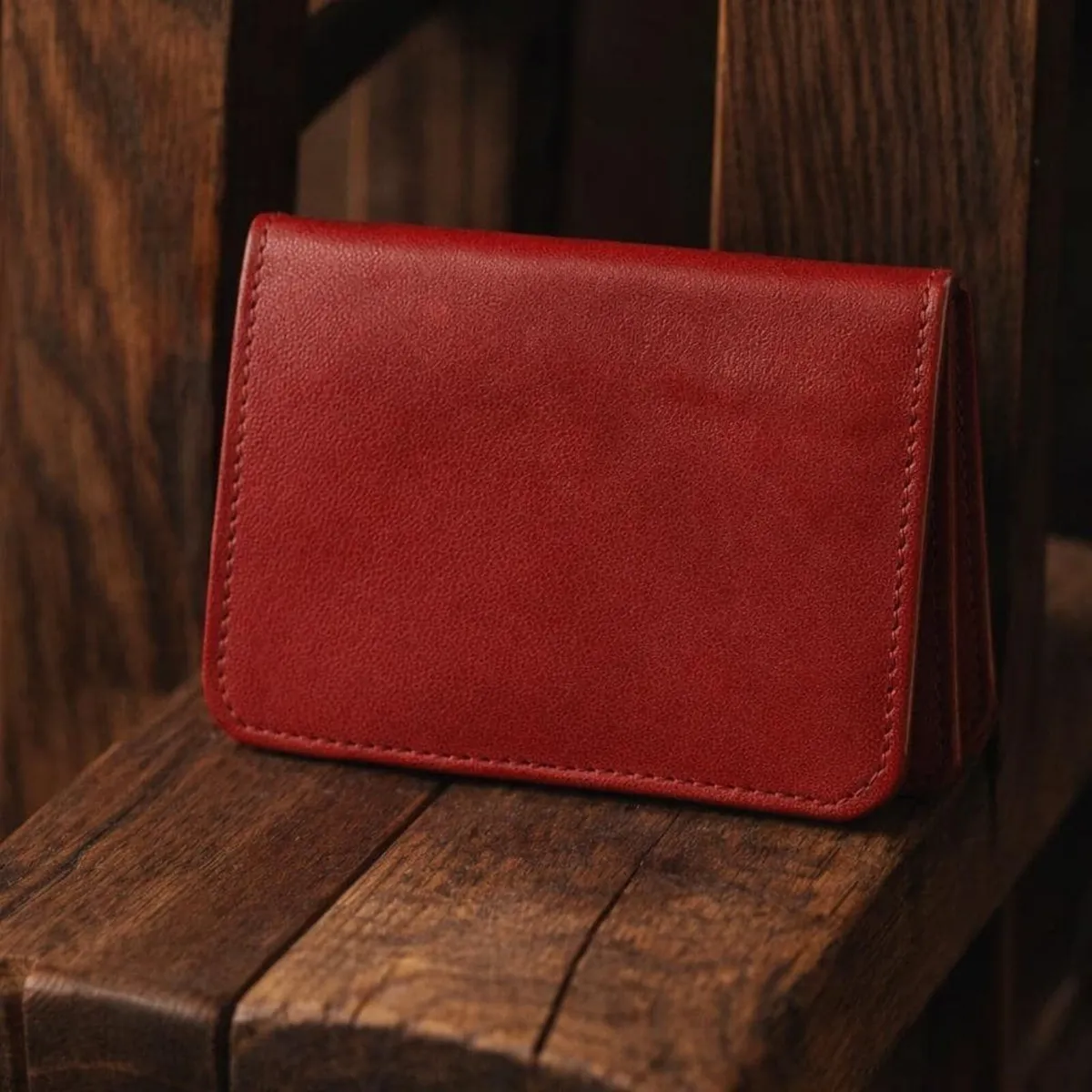 Women Red Leather Clutch Bag  Envelope  Purse - Image 3