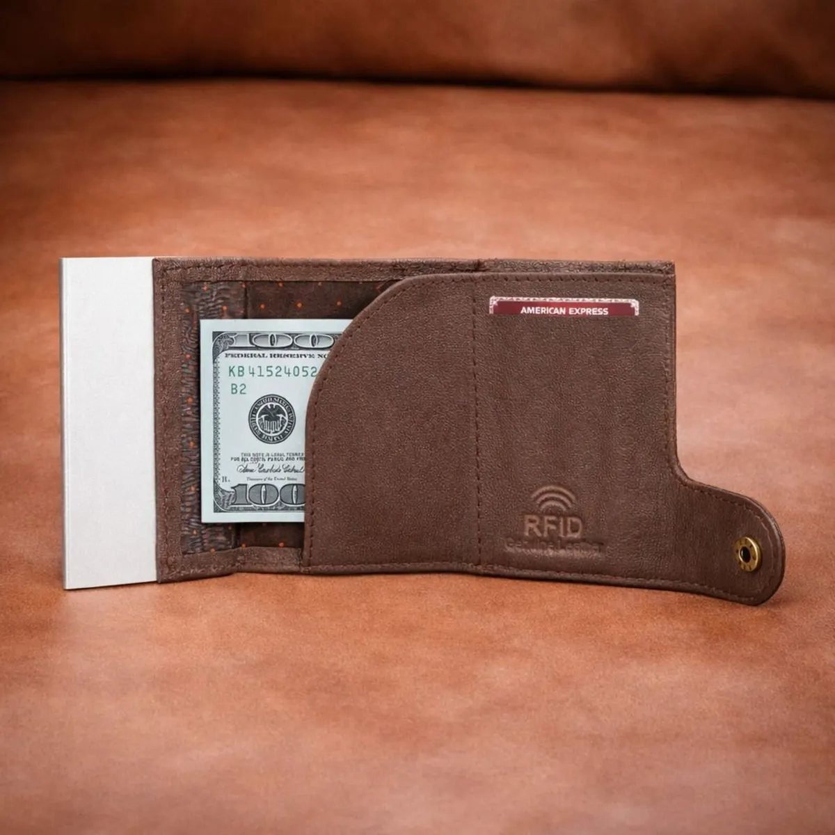 Leather RFID Pop-Up Card Holder Wallet - Image 4