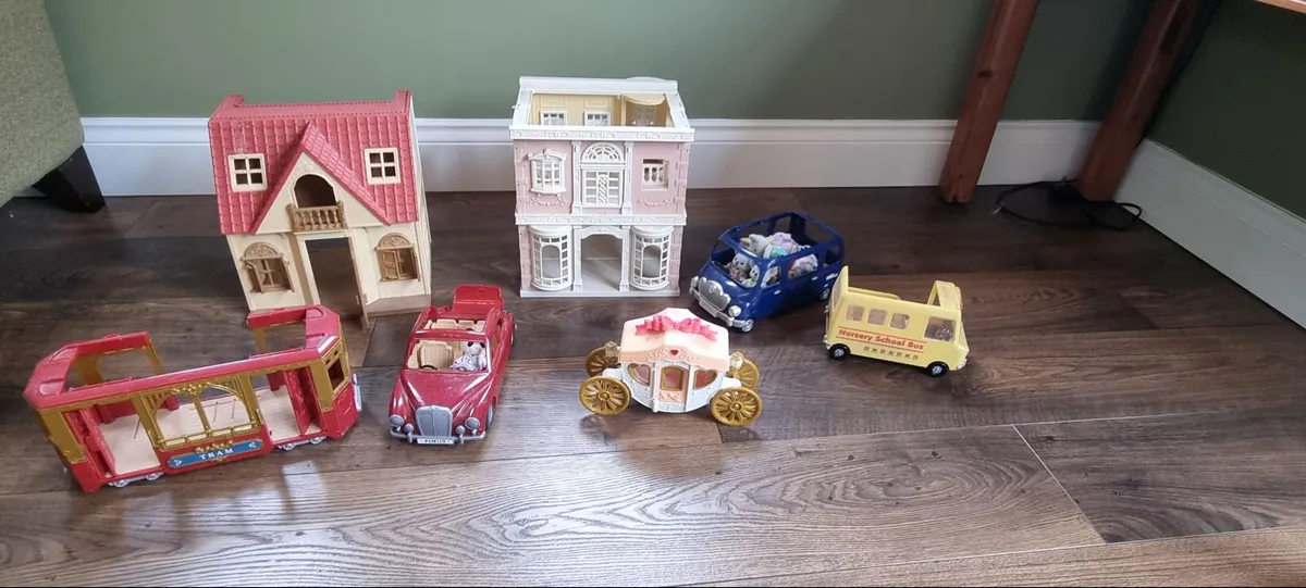 Sylvanian Houses ,Cars, Tram ,Nursery Bus - Image 1