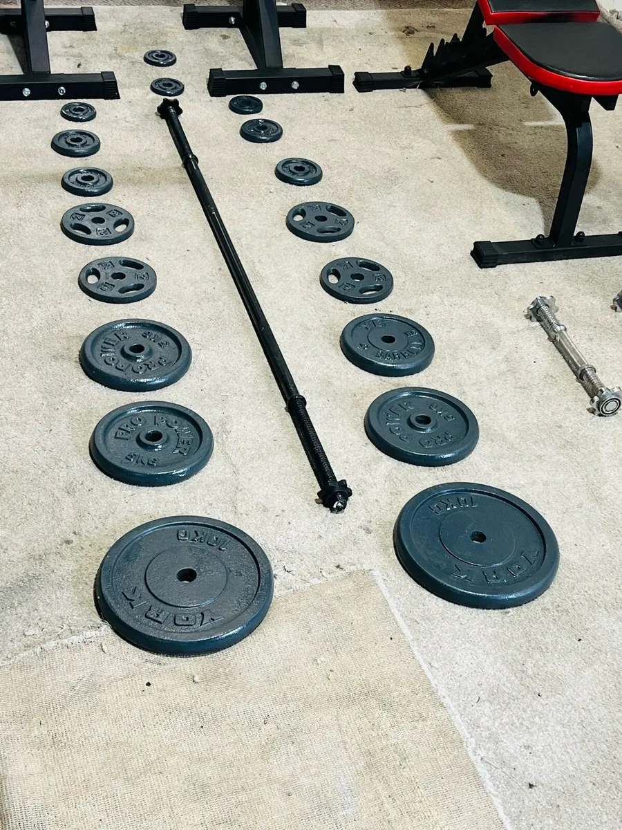 ADJUSTABLE BENCH WEIGHTS BARBELL DUMBBELLS RACK ST - Image 2