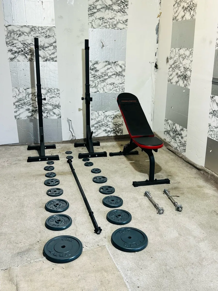 ADJUSTABLE BENCH WEIGHTS BARBELL DUMBBELLS RACK ST - Image 3