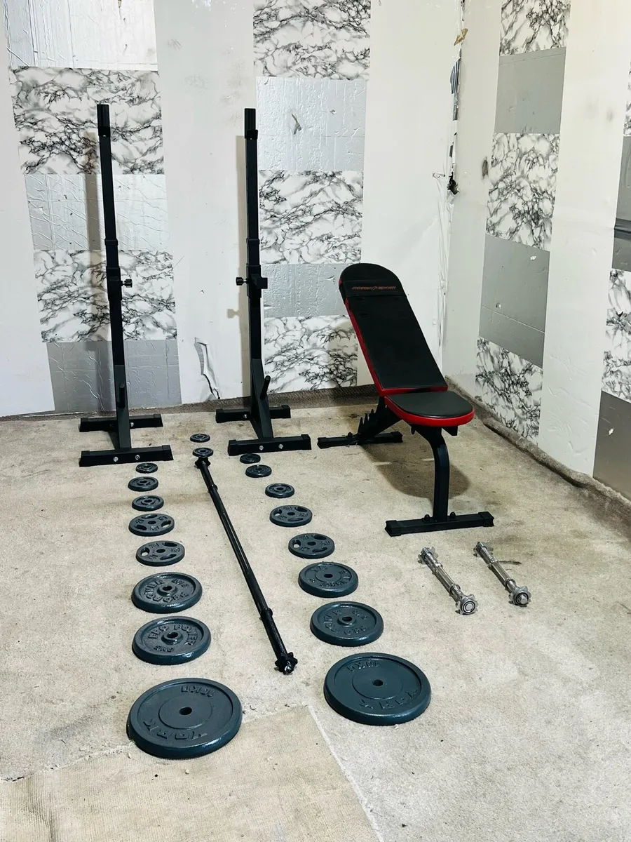 ADJUSTABLE BENCH WEIGHTS BARBELL DUMBBELLS RACK ST - Image 4