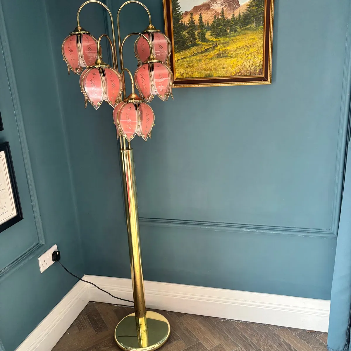 Hollywood regency lotus standing lamp